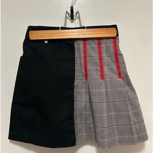 Denim/Plaid Pleated Skirt